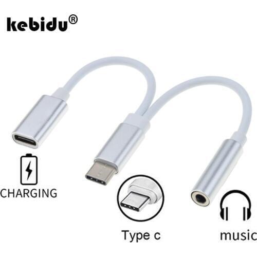 Kebidu USB Type-C To 3.5mm Jack AUX Headphone Audio Splitter Converter Adapter Cable High Speed Cell Phone Music Accessories
