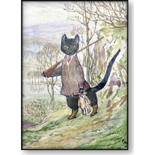 Kitty in Boots Nursery Prints Decor Wall Art Vintage Poster Beatrix Potter Retro Canvas Print Painting Baby Room Home Decoration