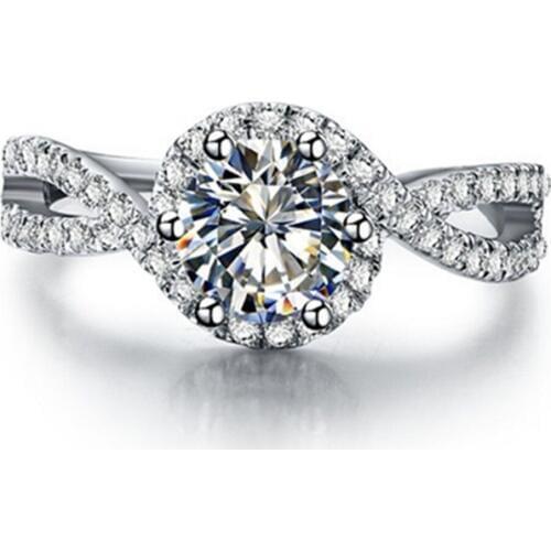 Wave Style White Gold Jewelry for Wife 1Ct Test Positive D VVS1 Moissanite Diamond Engagement Ring AU585 White Gold Ring