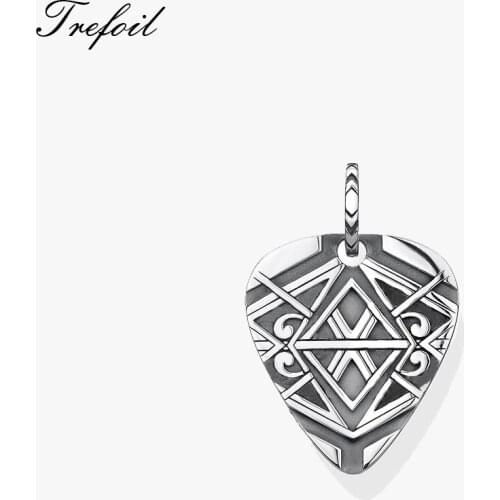 Pendants Dog Tag 925 Sterling Silver fit Necklace 2021 New Fashion Jewelry Vintage Shape of Guitar Plectrum Gift For Women Men