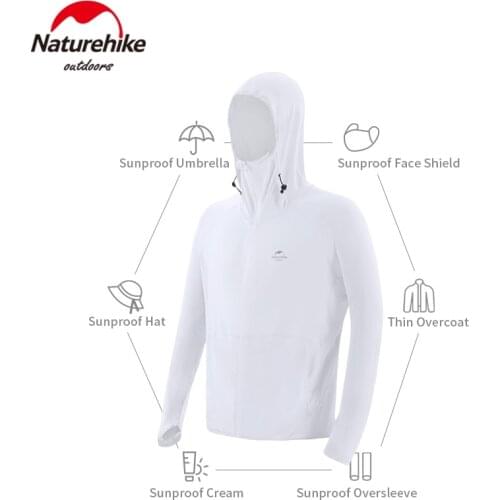 Naturehike Summer Knitted Long Sleeved Ice Feeling Sunscreen Clothing Outdoor Breathable Sunscreen Mask UV Protection Jacket