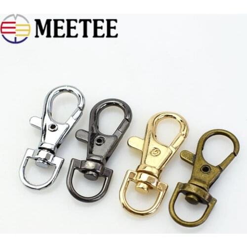 Meetee 20/50/100pcs 10mm Metal Swivel Trigger Lobster Clasps Clip Snap Hook Key Chain Ring Paracord Outdoor Lanyard Bag Parts