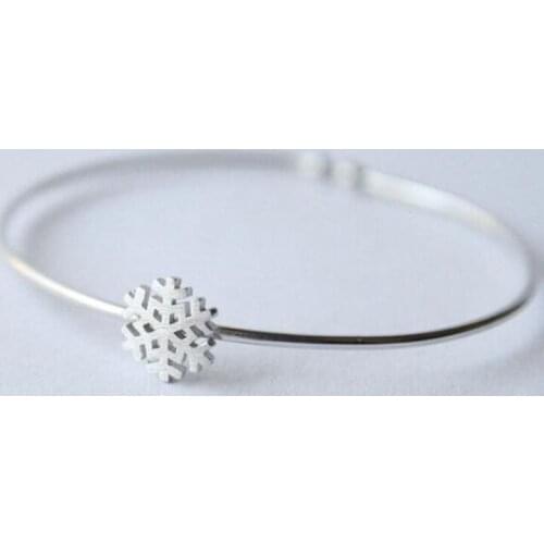 Trendy Elegant 925 Sterling Silver Bracelets Snowflake Adjustable Open Bracelets for Beautiful Ladies Women Jewelry Gift SB074