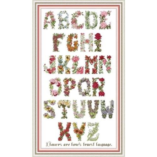 Letter Flower counted 11CT 14CT DIY kit Chinese wholesale Chinese Cross Stitch embroidery needlework Sets home decor