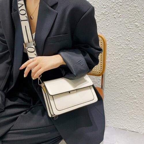 Solid Color Classical PU Leather Flap Crossbody Bags for Women 2021 Travel Handbag and Purses Shoulder Simple Designer Branded