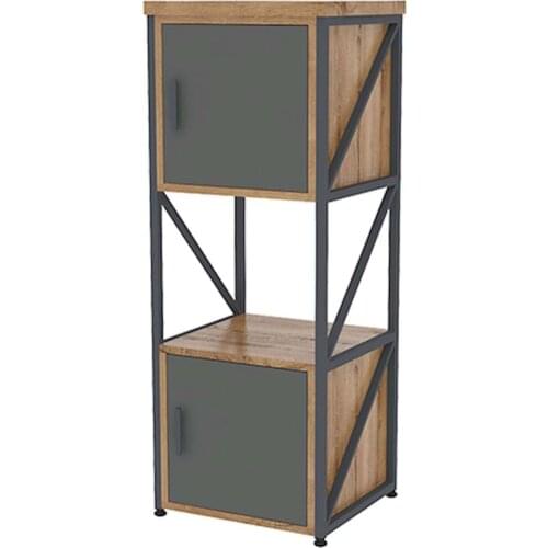 Space Office Metal Office Cabinet Bookshelf Shelf Line 021 Caucasian Oak-Anthracite