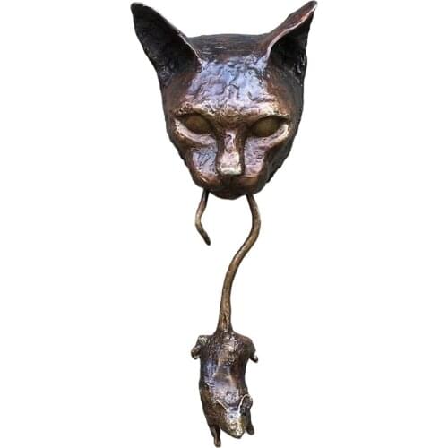 Cat And Mouse Resin Pendant Wall Hanging Decoration Sculpture Figures Retro Present Animal Home Door Statue Decor