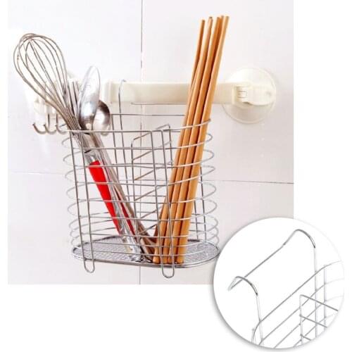 Hanging Tableware Tube Cage Rack Drain Chopsticks Spoon Holder Metal Organizer