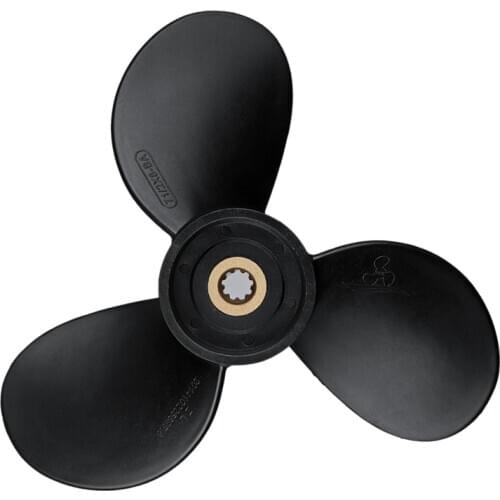 Outboard Propeller 6E0-45941-01-El 7 1/2X8-Ba for Yamaha 4Hp-6Hp Plastic Alloy 3 Blade Black 9 Spline Tooth
