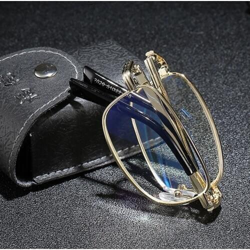 Foldable Portable Reading Glasses Women Men Full-rim Ultralight Pink/gold Anti Blu Anti Fatigue +1 +1.5 +2 +2.5 +3 +3.5 +4