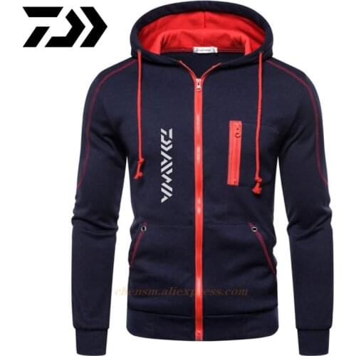 Daiwa Fishing Hoodie Men Winter Warm Fishing Sweatshirt Men Fishing Shirt Coat Fishing Jacket Men Sport Wear Fishing Clothing