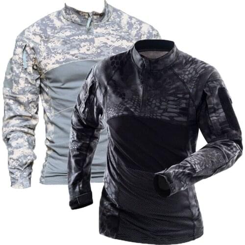 Outdoor Kryptek Mandrake Camouflage Shirts Men Tactical Long Sleeve Shirt Quick Dry Hiking T Shirt Army Hunting Combat Clothes
