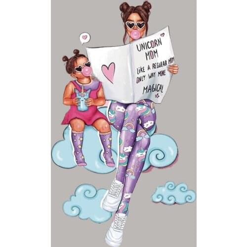 Unciron Mom And Daughter Iron On Transfer Diy Heat Transfer Appliqued Tops Vinyl Fashion Patches For Clothing