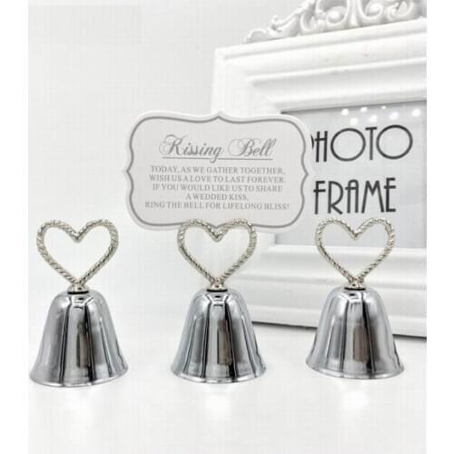 Factory sale Wedding favor of Silver color or Golden color "Kissing Bell" Place Card/Photo Holder