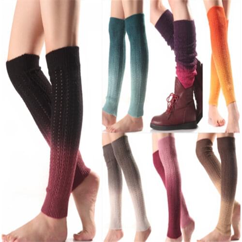Ladies Winter Cashmere Knitted Leg Warmers Boot Cuffs Trim Toppers Gradient colour Leg Warmers ST024