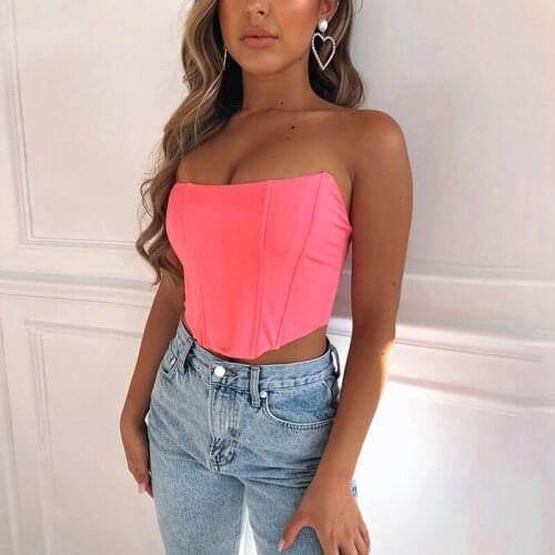 Women Bustiers Strapless Off Shoulder Corsets Tank Vest Sexy Clubwear Crop Tops Bodycon Slim Tank Vest Push Up Outwear