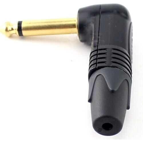 1Piece Neutrik 24K Gold Plated Right Angle Mono Jack 6.35mm Luxury Microphone Plug Speaker Connector 6.35mm Mono Plug Assembly