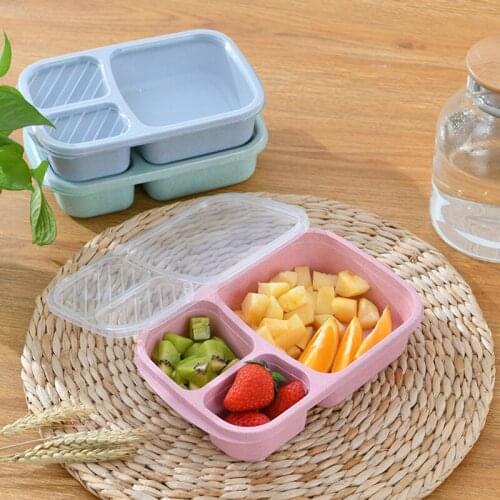 1 Pc New Lunch Box Bento Box Lunch Bag Wheat Straw Dinnerware Food Storage Container