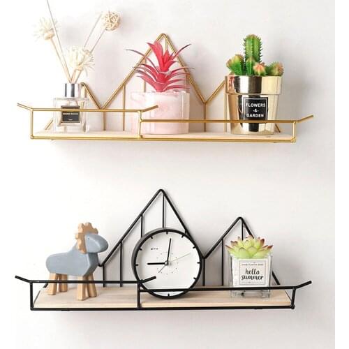 1pc Nordic Mountain Iron Shelf Plank Art Rack Wall Shelfes Home Living Room Organizer Home Decoration