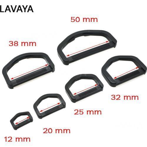10pcs Plastic D-Ring Buckles For Hooks Backpack Straps Webbing Ring 12mm~50mm Black