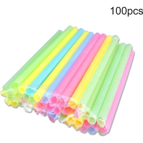 100 Sticks Disposable Pearl Milk Tea, Juice Smoothie Colored Thick Straws