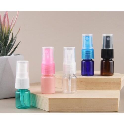 100pcs 5ml Multicolor Spray Plastic Bottle Liquid Cosmetic Packaging,Nozzle pump Sprayer For Perfumes PET Bottle Mist Sprayer