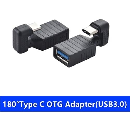 180 Degree Up and Down Angled USB C Type C Male to USB 3.0 Female OTG Extension Adapter for Cell Phone Tablet