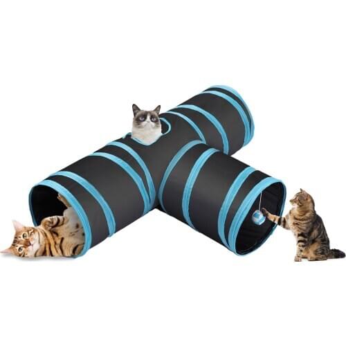 3 Ways Collapsible Cat Tunnel Tube Pet Donut Tunnel Bored Toy Peek Hole Toy Funny Product Supplies for Cats Kitty Kitten Rabbit