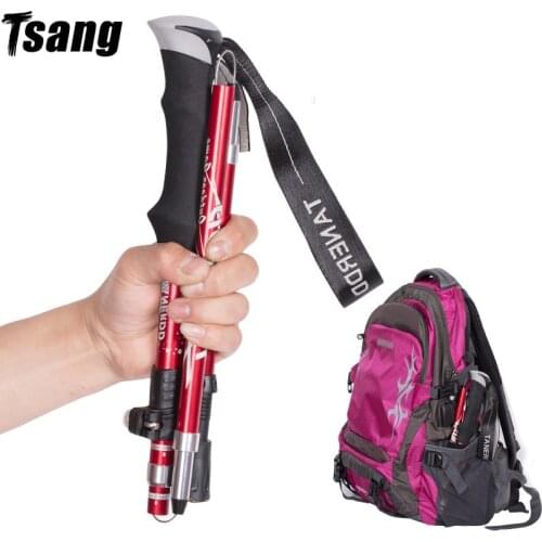 5-Section Walking Stick Ultralight Portble Outdoor Fold Trekking Poles Adjustable Anti Shock Telescopic Camping Hiking Stick