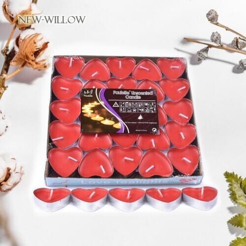 50PCS/Set Heart-Shaped Candles Confession Marriage Figure Candle Smokeless Aroma Small Paraffin Wax Wedding Candle Decoration