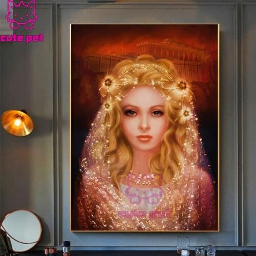 5d Round Diamond Painting European beautiful woman Portrait Full Drill Square Mosaic Cross Stitch Decor Handmade DIY Embroidery