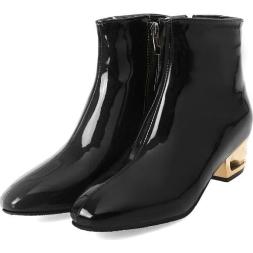 Big Size 9 10 11-17 boots women shoes ankle boots for women ladies boots Square head of sequined side zipper