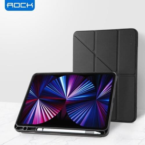 ROCK for iPad Pro 12.9 2021 Case with Pencil Holder Rubber Ultra Slim Smart Shock-Resistant Flexible Back Cover for iPad Pro 11