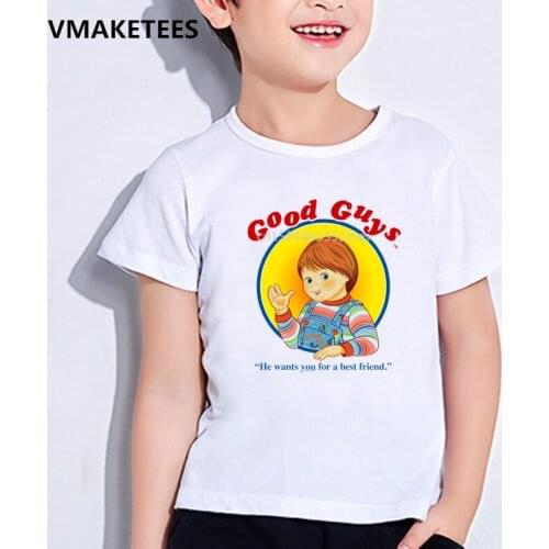 Kids Summer Short Sleeve Girls&Boys T shirts Good Guys Chucky Cartoon Print Childrens T-shirt Casual Funny Baby Clothes