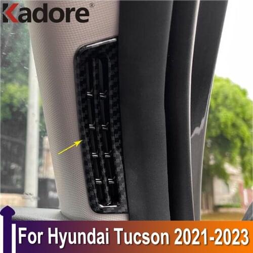 For Hyundai Tucson 2021 2022 2023 ABS Carbon Fiber Interior Front upper Car Air Vent Outlet Covers Decoration Accessories Trims