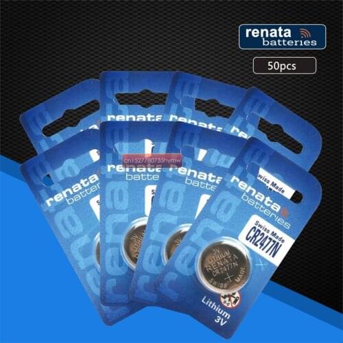 50pack Original renata lithium Battery CR2477N CR2477 2477 3V For Watch brake light instrumentation car key Button Battery