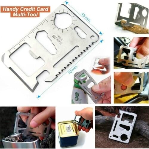 2pcs/set 11 Function Stainless Steel Survival Pocket Tool for Camping Hiking gear