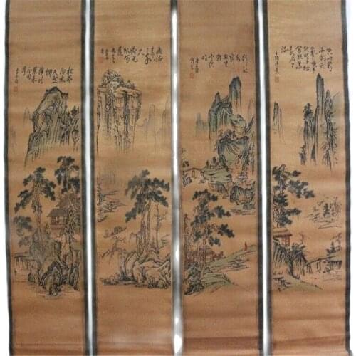China Old Scroll Painting Four Screen Paintings Middle Hall Hanging Painting Calligraphy Lanting Preface Wang Xizhi