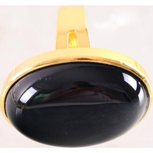 Ring Natural Stone Oval CAB Cabochon Bead Black Onyx Adjustable Finger Ring Jewelry For Women Gift Z126