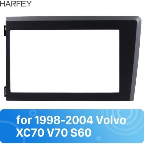 Harfey 2 Din Car Radio Fascia Plate Trim Kit Frame For 1998 1999 2000 2001 2002 2003 2004 Volvo XC70 V70 S60 Stereo 173*98mm