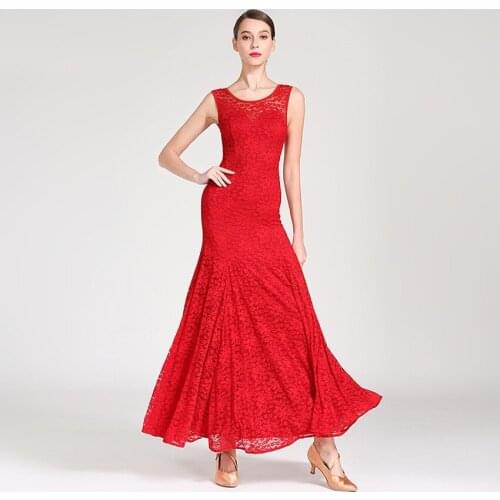Sleeveless lace ballroom dance clothes standard ballroom dress women black flamenco dress dance wear rumba costume foxtrot dress
