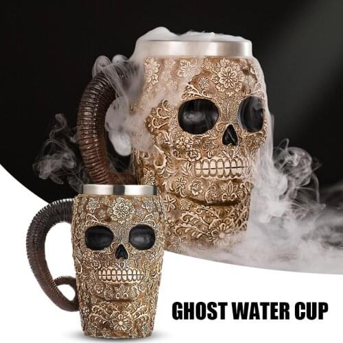 3D Beers Mug with Handle Creatives Skull Flower Cup Vintage Bar Accessories for Drinks Home Party 450ml MAZI888