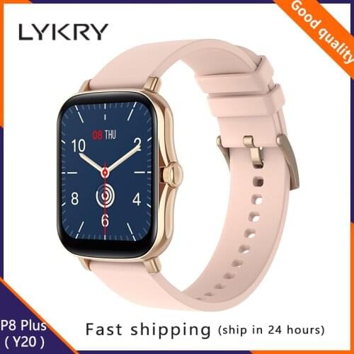LYKRY P8 Plus Smart Watch Y20 1.69inch Full Touch IP67 Waterproof Heart Rate Monitoring Fitness Tracker Smartwatch PK GTS 2 P8