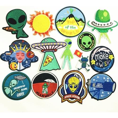 10Pcs Telescope Alien UFO Embroidered Patches Applique Iron on Badge Garment Apparel DIY Clothing Accessories Kids Repair Holes