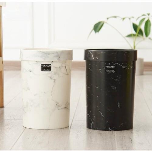 Living Room Bedroom Waste Bin Without Lid European Style Marble Pattern Plastic Trash Can Office Bathroom Kitchen Trash Bin