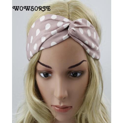 2018 New Style Women Bandanas Fashion Sweet Hair Accessories Dots Solid Color Cross Female Simple Turban Headbands 4 Colors