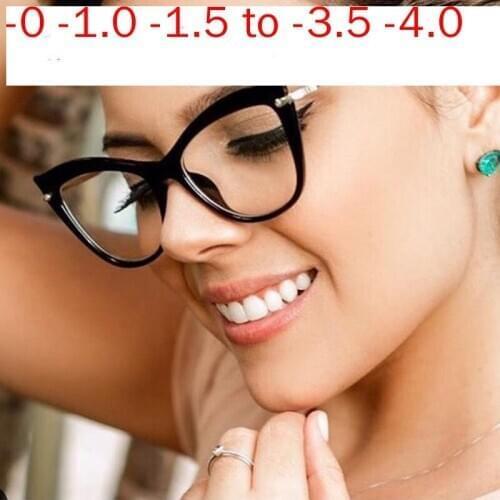 MINCL/ Black Cat Myopia Glasses For Women&Men Clear Fashion Round Nearsighted Shortsighted With Diopter -1.0to-4.0 NX