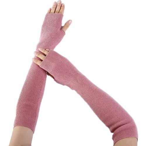 Autumn and Winter New Solid Color Fine Wool Soft Fashion Warm Fingerless Gloves Men and Women Cashmere Half Finger Arm Cover