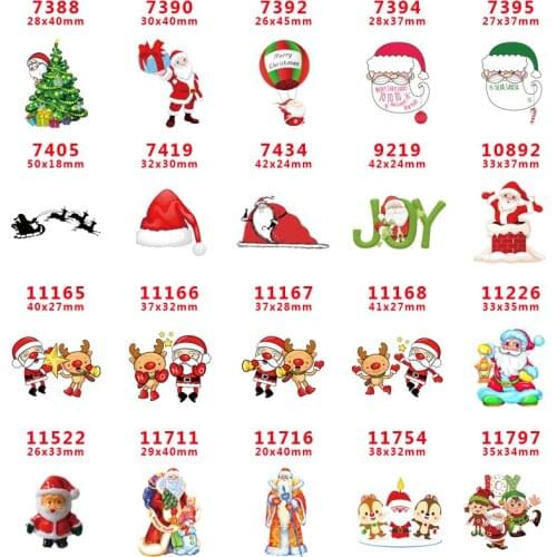 Planar Resin Flatback Christmas 30pcs/lot Acrylic Resins Printed for DIY Headband Hair Bow Decoration Accessories PR7388