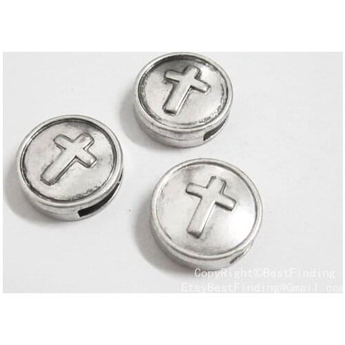 10x2mm Cross leather findings 10mm flat leather sliders -FF24